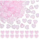 Ornaland 100 Pcs Heart Lampwork Glass Beads for Jewelry Making Pink Glass Spacer Beads for Bracelets Necklace Ornaments DIY Craft