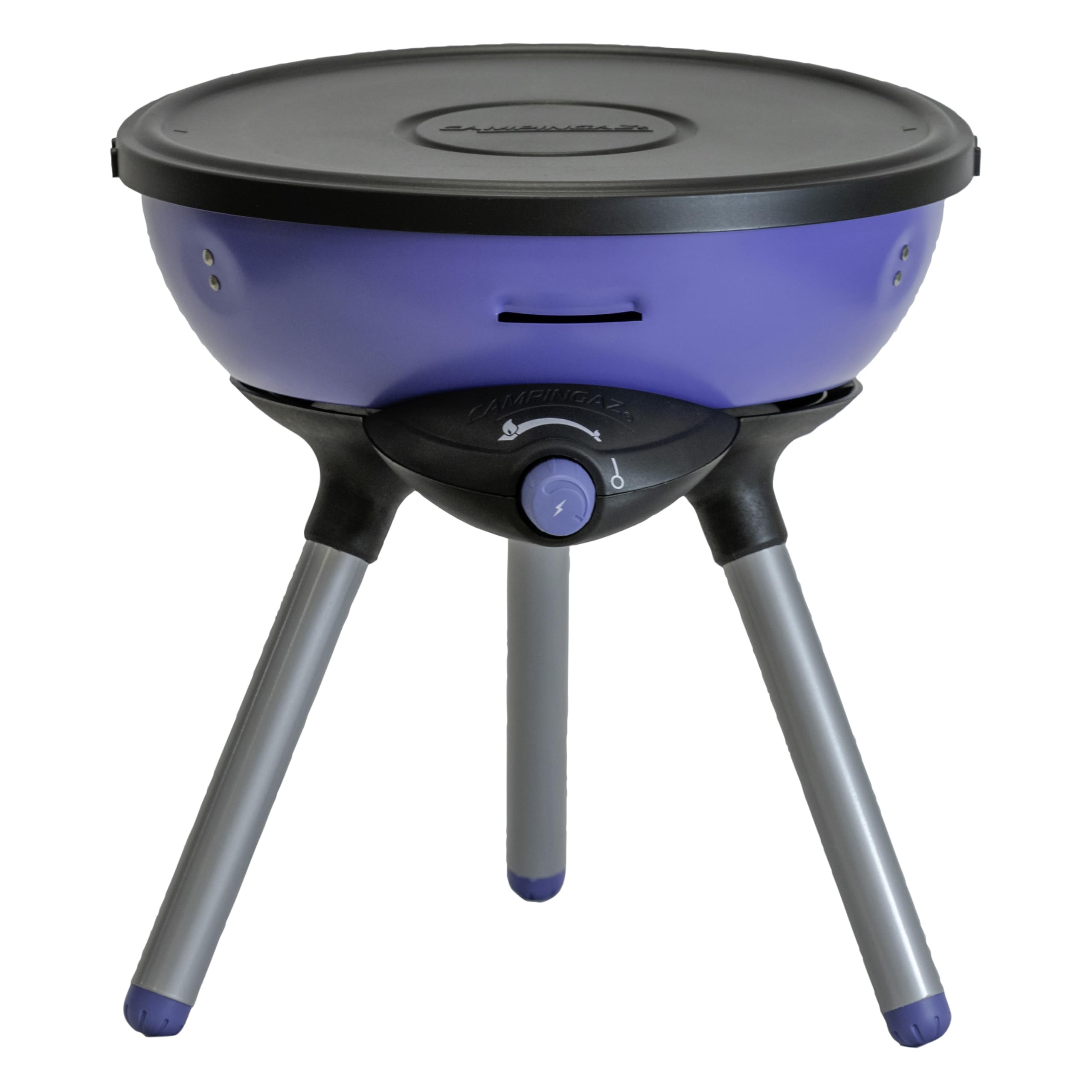 Campingaz Party Grill 200 CV, portable camping BBQ with various cooking options, gas camping stove and BBQ in one, with non-stick grilling plate and pan support