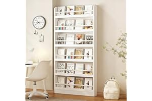 Behind Door Bookshelf,Thin Shelf for Narrow Spaces with Open Display Shelves,Anti-Tip Behind The Door Bookshelf for Toys and 