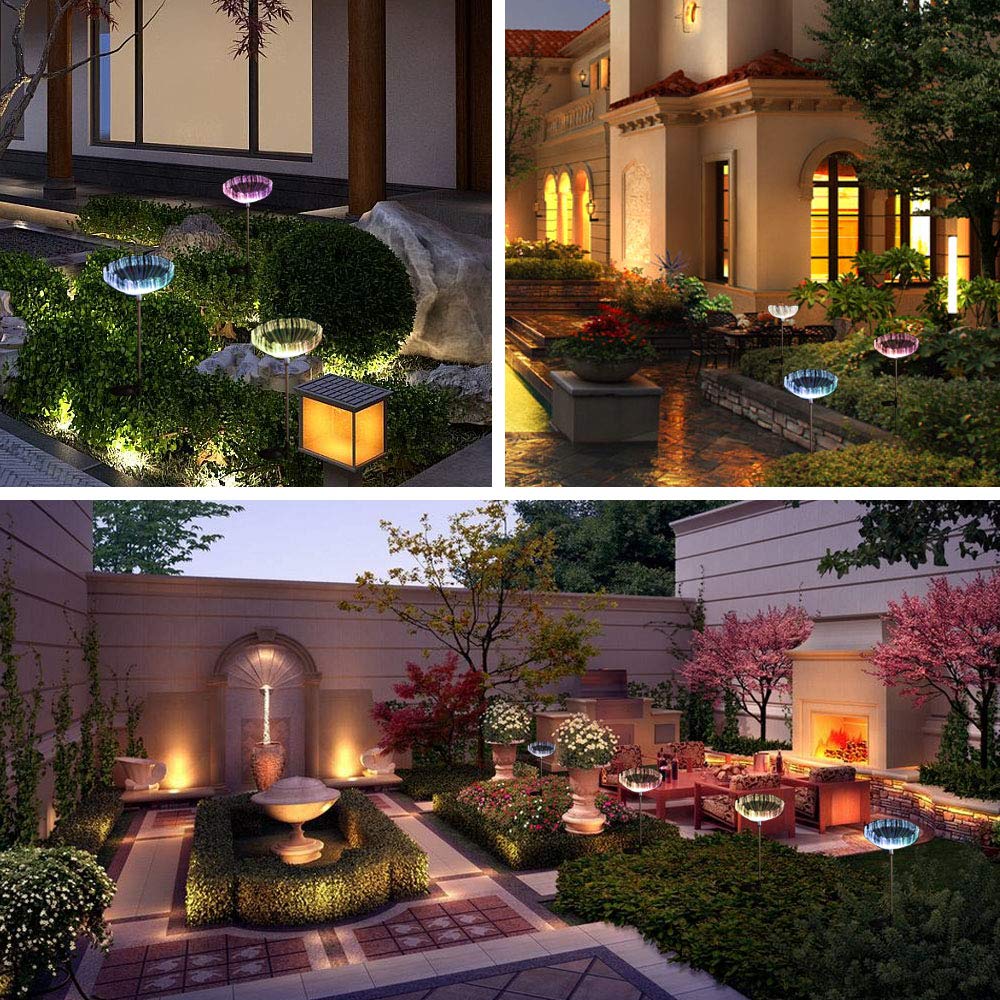 Neporal Multi-Colored Solar Stake Light Outdoor Decorative IP65 Waterproof Fiber Optic Solar Lighting 2 Pack Solar Garden Light Stakes for Yard Patio Garden Pathway Christmas Decoration