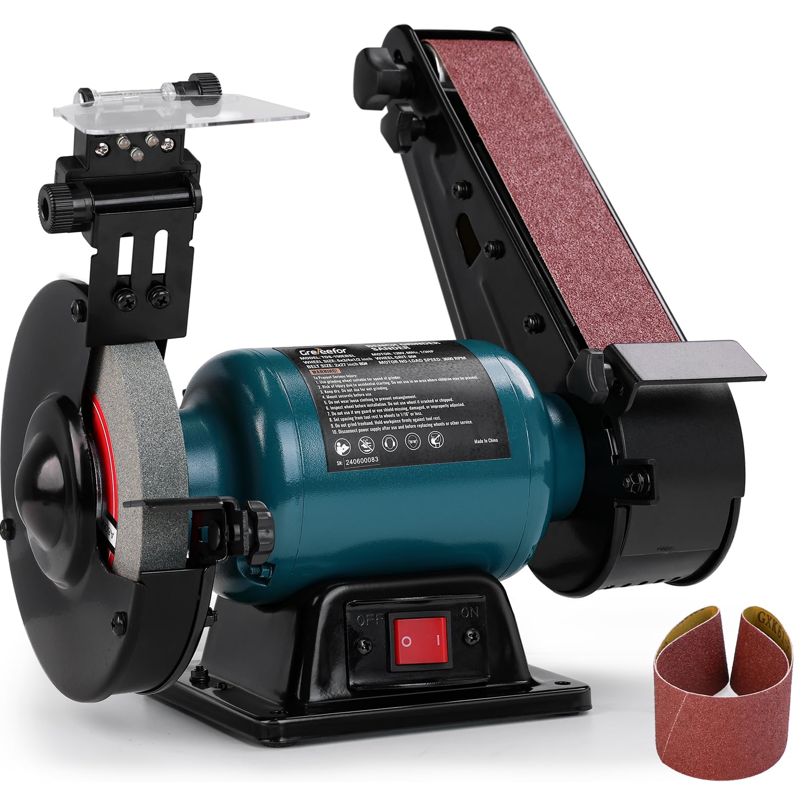 Photo 1 of (used)(please see all images) 6" Bench Grinder & 2" x 27" Belt Sander Combo, 2.5A Induction Motor Bench Grinder Sander for Knife Making