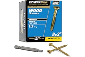 Power Pro Premium Exterior Wood Screws, #8 x 2 Inch All-Purpose Deck Screws for Outdoor Projects, T-25 Star Bit Included, Bronze, 141 Pieces | 48597V4