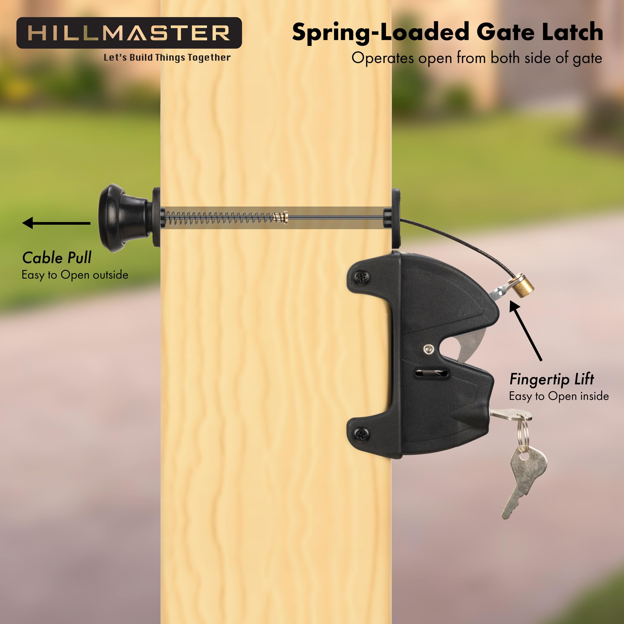 Key Lockable 2 Way Gate Latch With Spring Loaded Pull Cable And Key,2