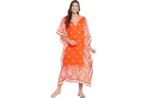 Oussum Plus Size Kaftan for Women Polyester Summer Caftan Swimwear Cover Ups Maxi Beach Dress