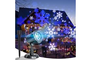 Vanthylit Christmas Projector Lights Outdoor, White Blue Snowflakes Projection Outside, Waterproof LED Landscape Christmas Light for Window Yard House Party Xmas Indoor Decor