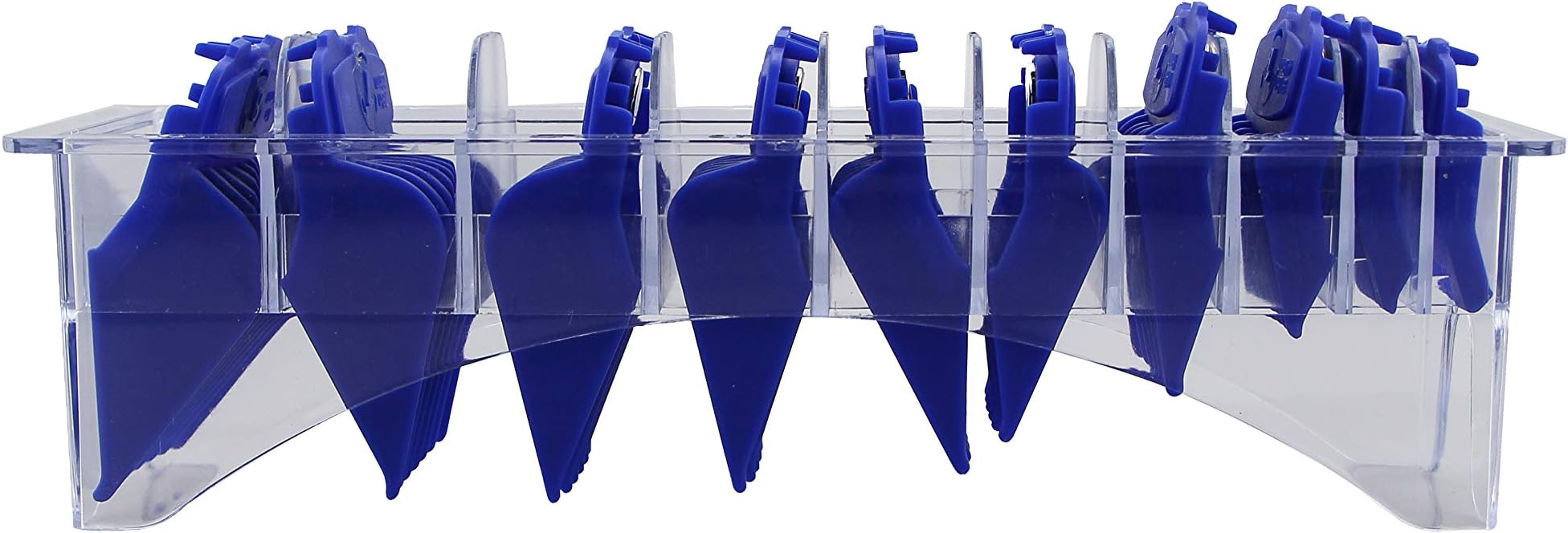 Updated Version 10 Pcs Magnetic Hair Clipper Combs Guides with Organized Tray, Wahl Replacement Guards Set 1/2” to 1” Fits Most Size Wahl Clippers/Trimmers, Blue