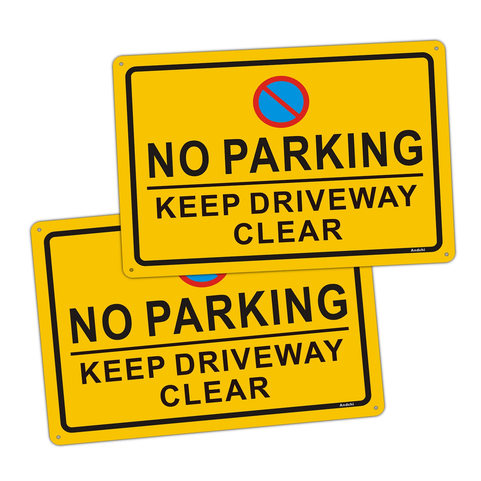 2-pack No Parking Sign Keep Driveway Clear Signage Road Warning Sign, Aluminium Outdoor Retroreflective Signage, Size 20 * 30cm (Yellow-Keep Driveway Clear)