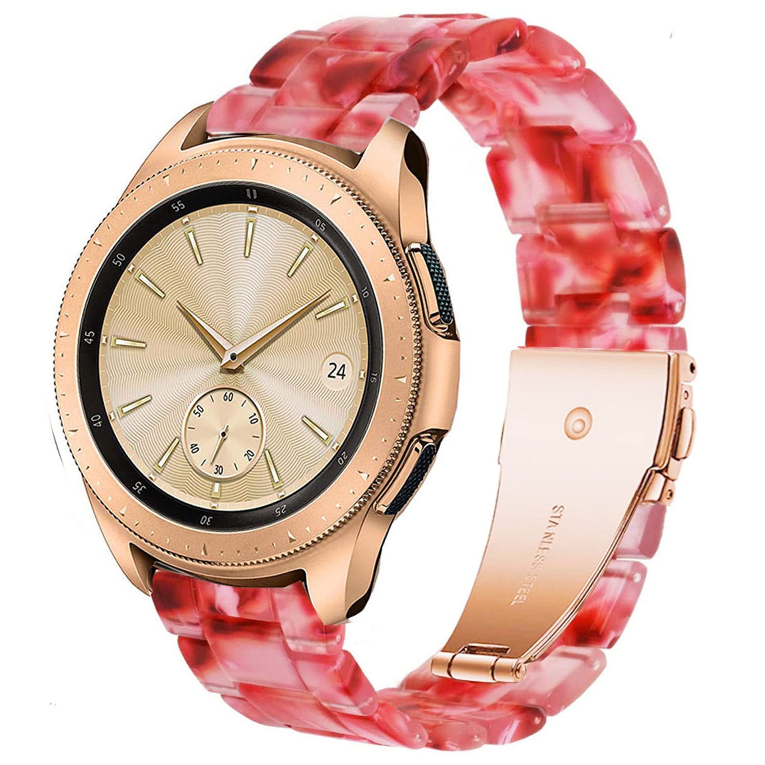 DEALELE Compatible with Samsung Galaxy Watch 6 / 6 Classic / 5 / 5 Pro / Galaxy Watch 4 / 4 Classic / 3 41mm, 20mm Colorful Resin Replacement Strap for Huawei GT2 42mm / GT3 42mm, Peach red