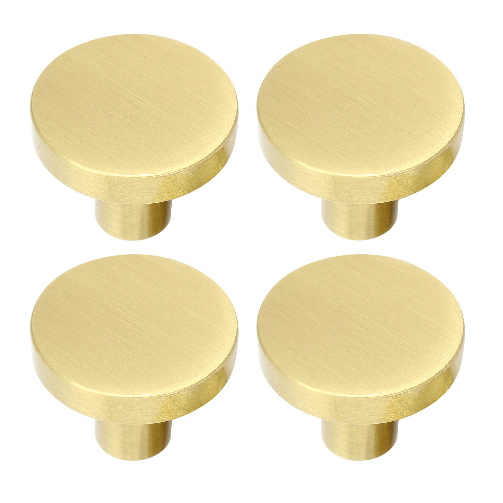 Solid Brass Round Cabinet Knobs, Cupboard Door Round Handle Brass Knob with Screws for Wardrobe Door,Cabinet Doors and Dresser Drawers(20mm*25mm) (4 Pcs)
