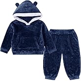 WISREMT Toddler Fleece Tracksuit Sets Girls Boys Christmas Fuzzy Sweatsuit Winter 2 Piece Outfit Warm Sweatshirt Jogger Pants