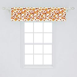 Ambesonne Burnt Orange Window Valance, Autumn Art