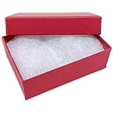 TheDisplayGuys - 25-Pack #32 Cotton Filled Cardboard Paper Jewelry Boxes Gift Case - Matte Red (3.3" x 2.3" x 1.0") - for Shipping or Storage