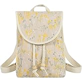 Goodhan Vintage Embroidered Backpack Purses for Women - Boho Shoulder Bag for Travel,Ethnic Floral Mini Back Pack,Lightweight Handbags for Daily Use (Beige)