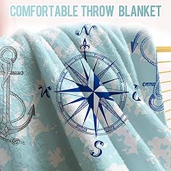 Levens Nautical Anchor Compass Blanket Gifts for