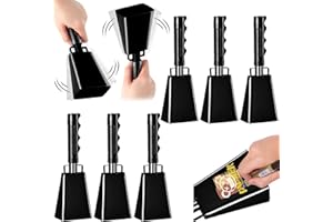 CZBRO 6 Pack Cowbells DIY Noise Makers 8 Inch Cow Bell with Handles, Cheering Bells for Sporting Event, Cheering Noise Makers for Football Games, Concert, School Graduation, Party (8“, Black)