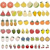 PH PandaHall 120pcs 30 Styles Fruit Enamel Charms, Golden Enamel Charm Cute Fruit Pendant Banana Peach Strawberry Charms for Jewelry Making DIY Necklace Bracelet Earrings Crafting, 15~26mm