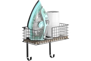 OYEAL Ironing Board Hanger Wall Mount Iron Holder with Storage Shelf Laundry Room Iron and Ironing Board Organizer with Large