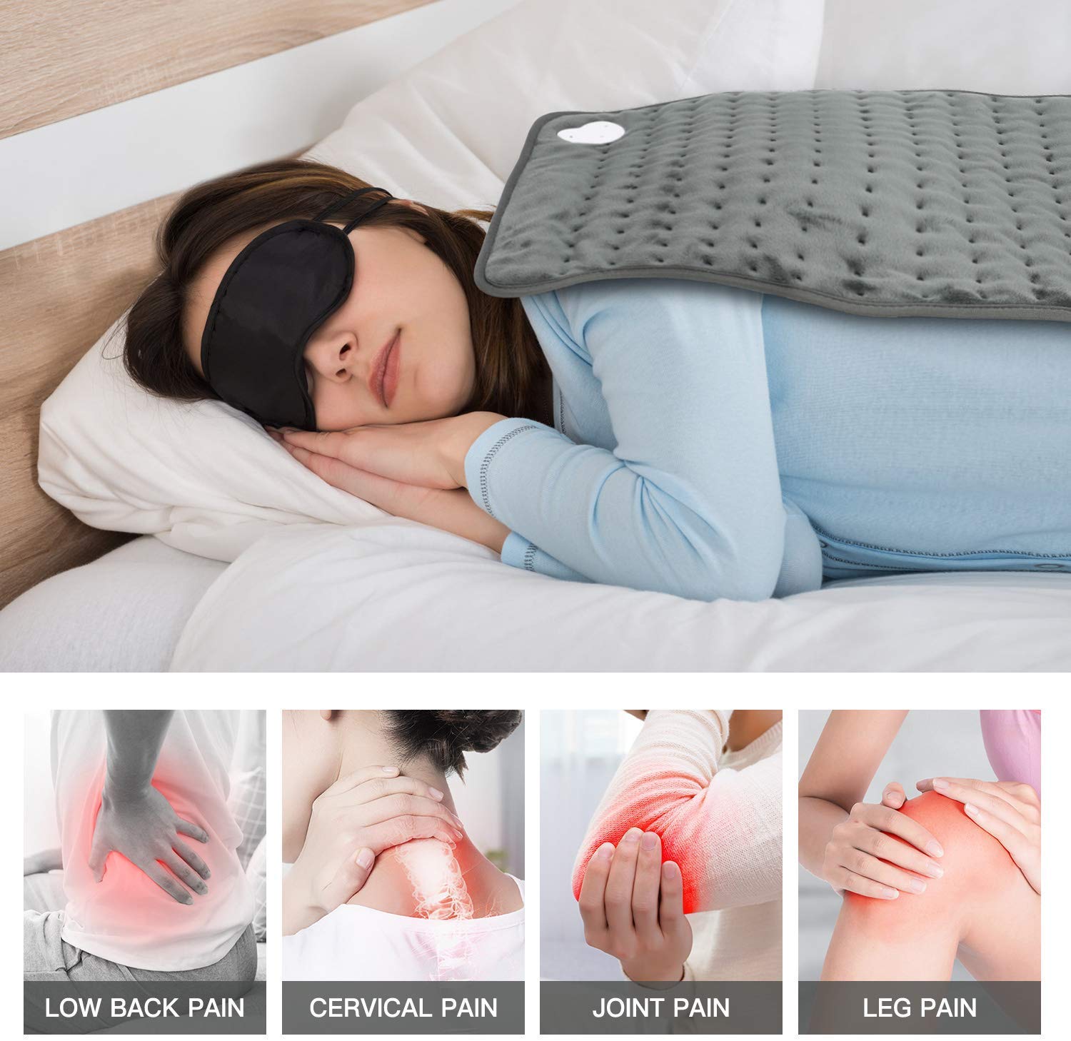 Heizkissen mit Abschaltautomatik, Maschinenwaschbar, Schnell Heiztechnik 30 * 60cm Wärmekissen Elektrisch mit 6 Stufen Temperaturstufen, Überhitzungsschutz, für Rücken Nacken Schulter Füße Tikitaka