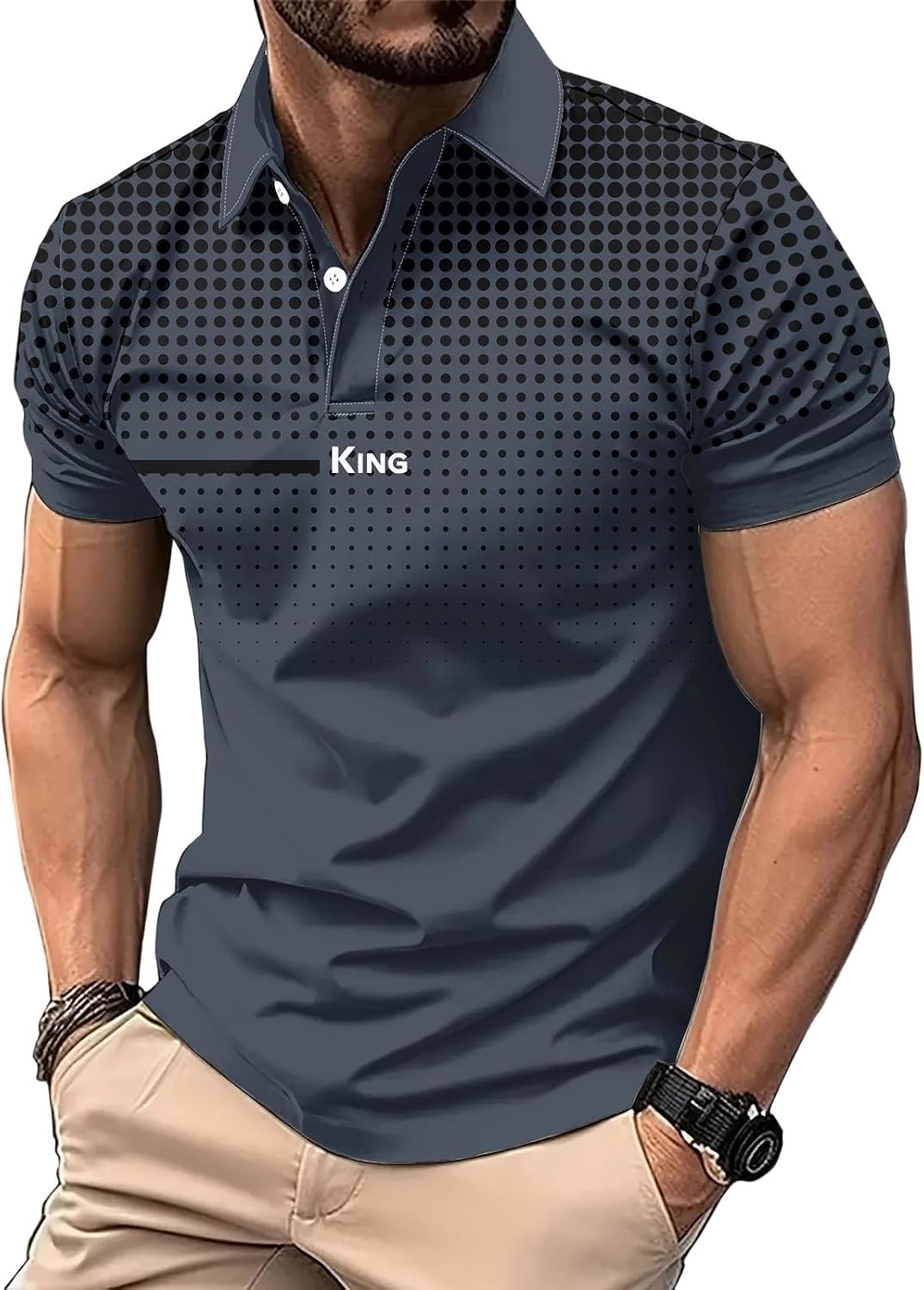 Men's Golf Polo Shirt T-Shirt Gradient Plaid Party Casual Short Sleeve Shirts Quick Dry Moisture Wicking Athletic Shirt