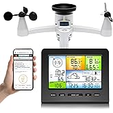 Urageuxy Weather Station Wireless Indoor Outdoor, Home Weather Stations with Rain Gauge, Wind Speed/Direction, Temperature, Humidity, Weather Forecast, Alarms, WiFi