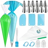 122Pcs Piping Bags and Tips Set, 100pcs 12 Inch Disposable Piping Bags, 16 Inch Reusable Icing Pastry Bags, Anti Burst Frosti