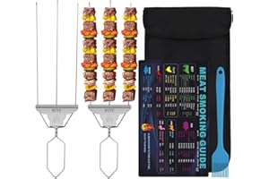 RUYE Skewers For Kabobs-Metal Kebab Skewers For Grilling 3-Prong Stainless Steel Skewers for BBQ Reusable Grill Skewers Set for Meat Shrimp Chicken Vegetable Kebab Fork Sausage (2Pcs Kebab skewers)