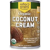Organic Coconut Cream by Nature’s Greatest Foods - 13.5 Oz - No Guar Gum, No Preservatives – Gluten Free, Vegan and Kosher -