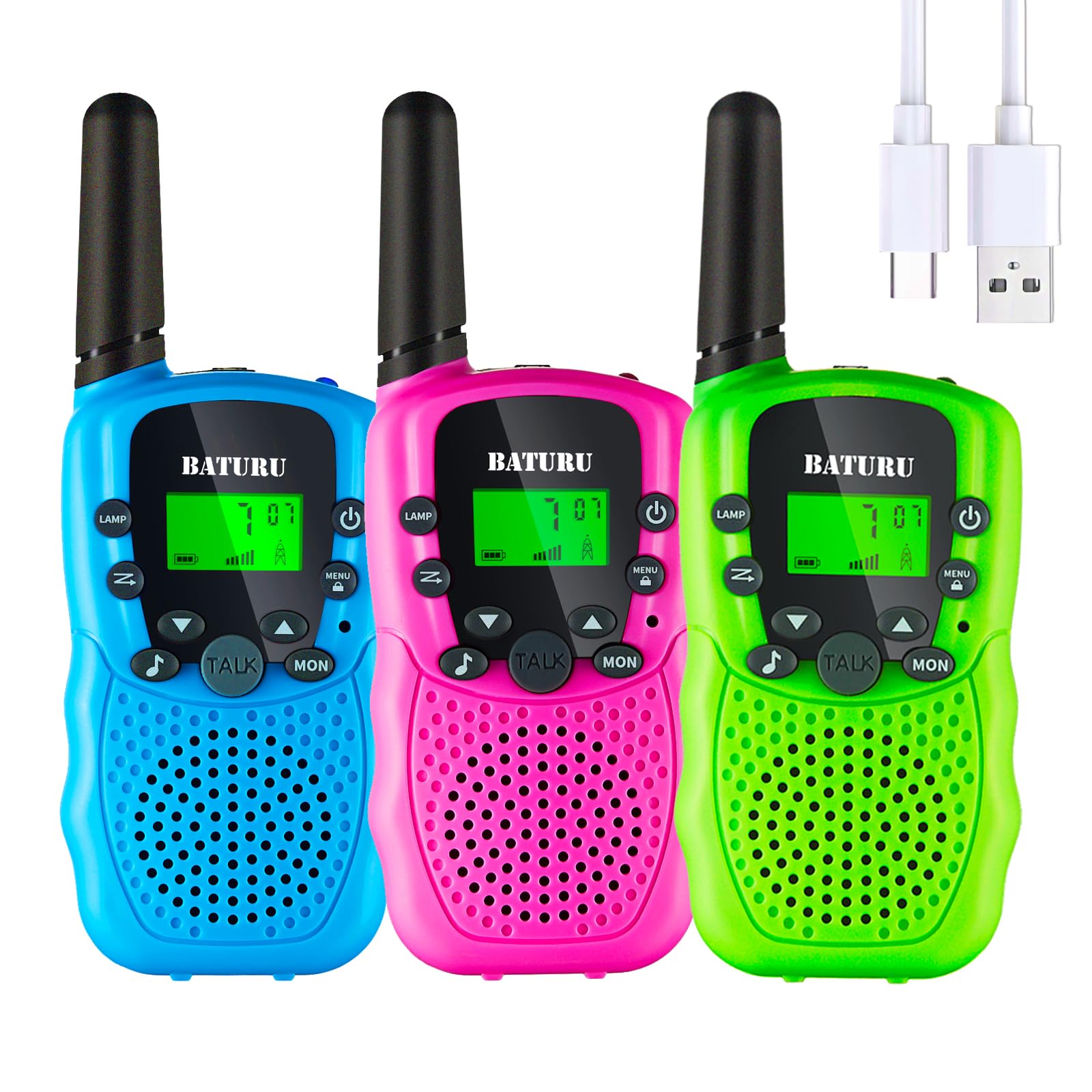 Photo 1 of BATURU Rechargeable Walkie Talkies for Kids 3 Miles, 22 Channels Battery-Saving Walkie Talkie with Clear Sound, Easter Basket Stuffers for Girls Boys, Easter Gifts for Kids Age 3-12