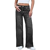 GRAPENT Wide Leg Jeans for Women Trendy High Waisted Stretchy Denim Pants 90s Baggy Jeans Trouser Jeans with Pockets
