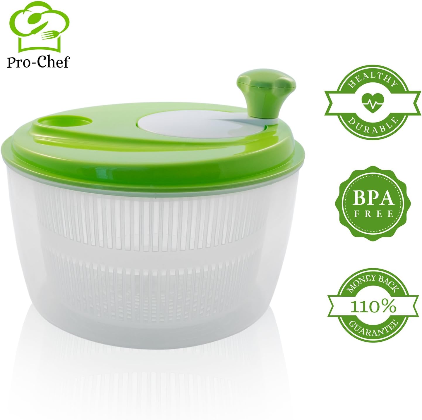 Small Salad Spinner, BPA Free, 3l Large, without cable pull. XL with