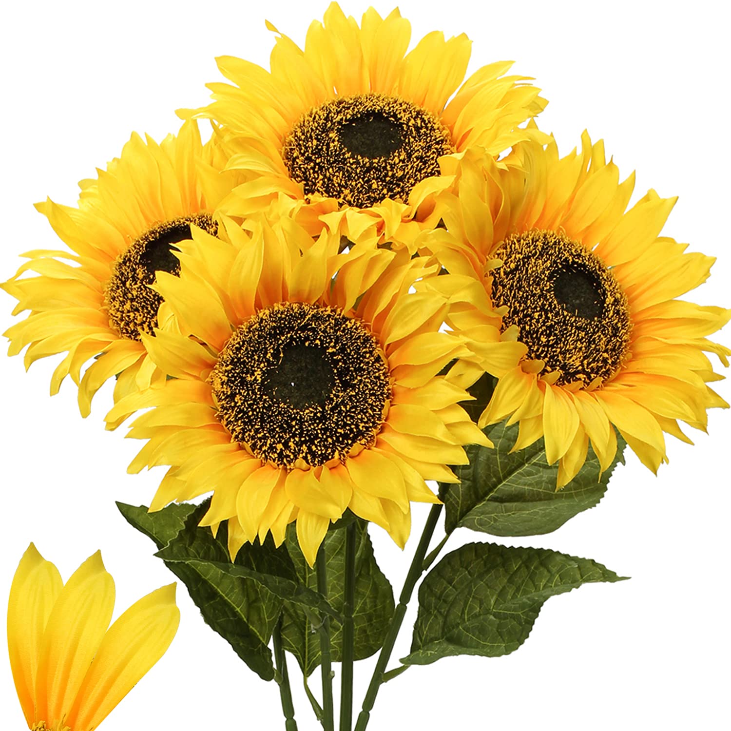 Briful 4 Packs Sunflowers Artificial Flowers, 8" Large Artificial Sunflower Heads - 33" Tall Artificial Flowers Silk Sunflowers Fake Flower for Home Garden Wedding Party Decor