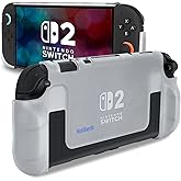 Protective Case for Nintendo Switch 2, Slim Dockable TPU Cover, Kickstand Compatible, Shockproof Protection - Lightweight Design, No Front Screen Layer -Clear Black/ -Clear White (Clear White)