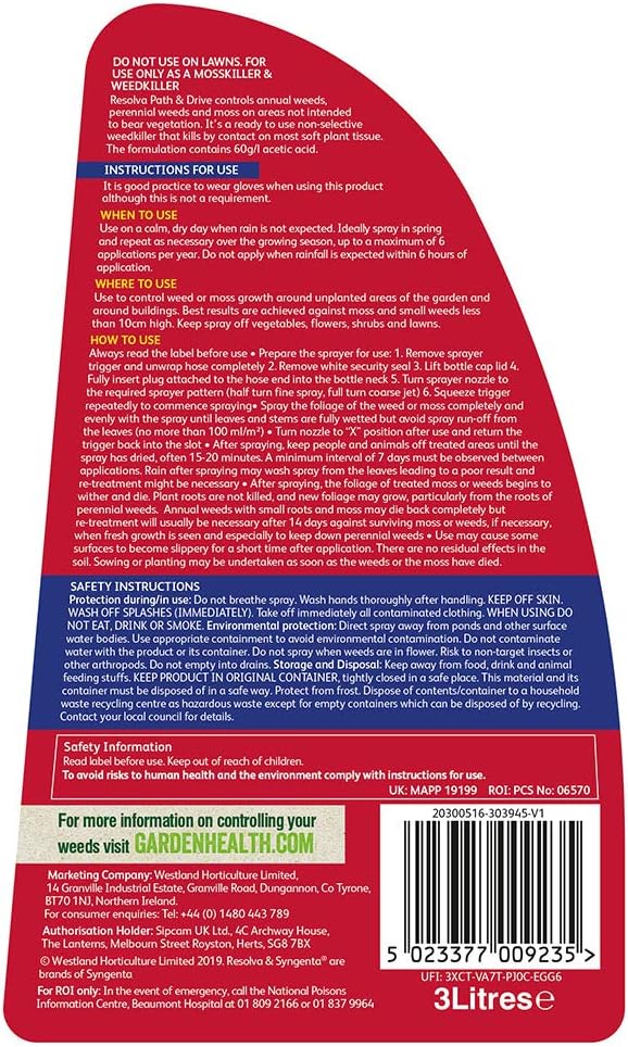 Resolva 20300516 Path & Drive Ready to Use Weed Killer 3L, Natural - Image 3