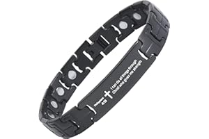 Crosstraxx Religious Bracelet - Adjustable Titanium Magnetic Bracelet with Philippians 4:13 Christian Scripture - I Can Do All Things Through Christ Who Gives Me Strength - 8.5x0.5