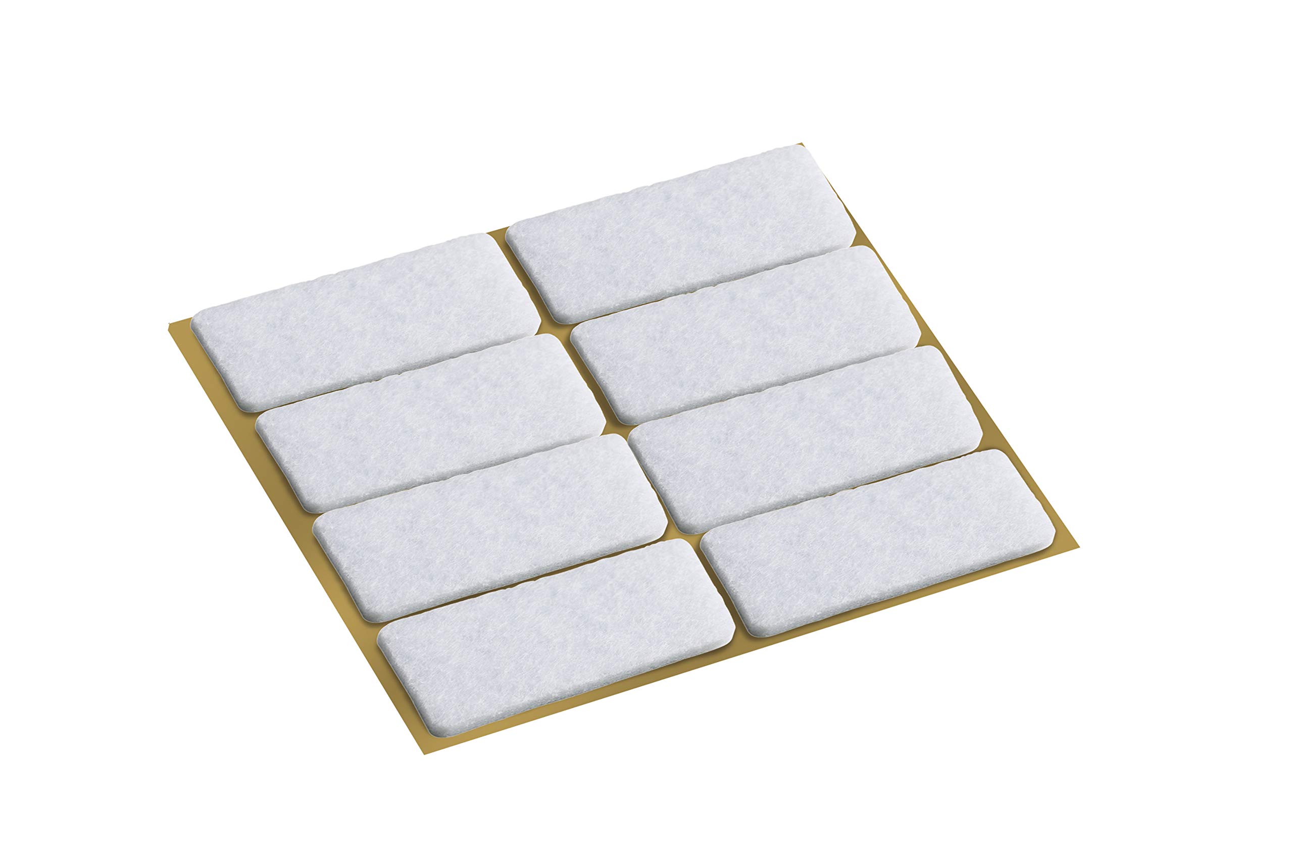 Metafranc Felt Gliders 44 x 16 mm Self-Adhesive White Pack of 8: Rectangular Furniture Slider for Sensitive Floors