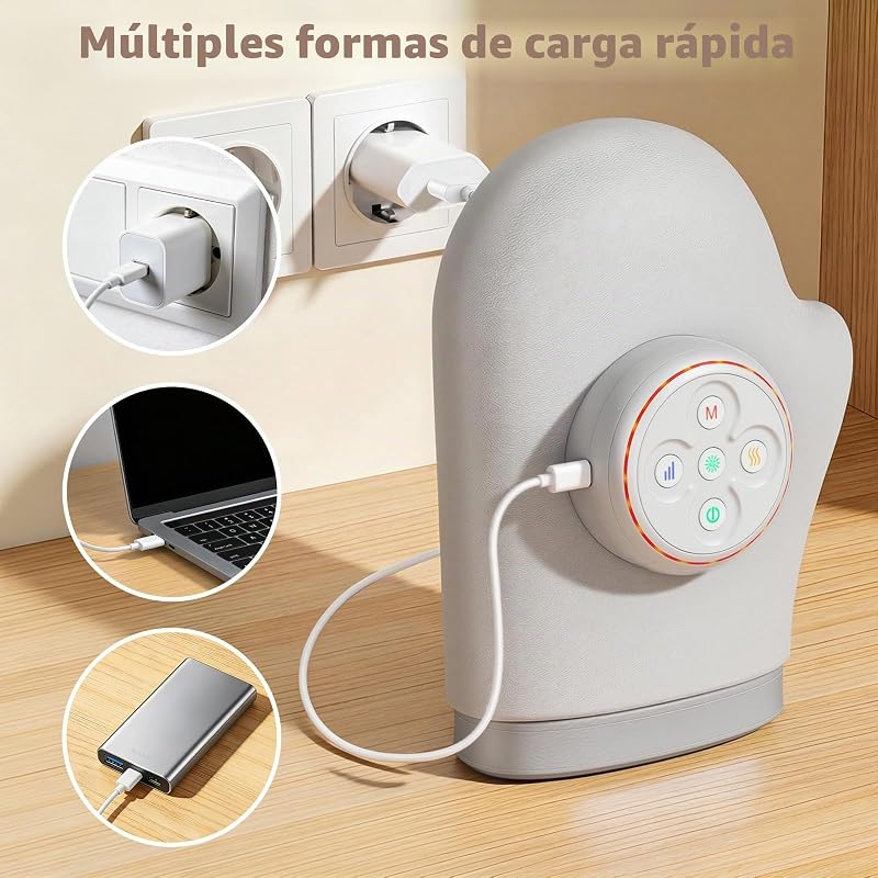 Massajador de Mãos Cinzento, Calor, Compressão de Ar 3 Modos e 5 Níveis