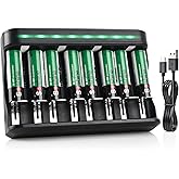 Soshine AA AAA Battery Charger,8 Bay C D Battery Charger for AAA/AA/SC/C/D Ni-MH Ni-CD Batteries (USB Fast Charging, Independ