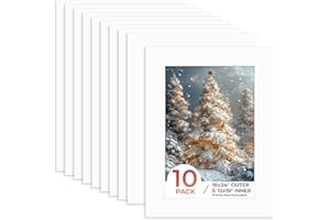 Frametory, 18x24 Photo Mat with White Core Bevel Edge 12.5x18.5 Openings, Acid Free Framing Matte for 13x19 Pictures, 4-ply Thick White Paper Mats Pack of 10