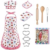 MEIDAYAI 11 PCS Kids Baking Set for Girls, Chef Costume with Adjustable Apron & Hat, Pretend Play Kitchen Toys for Toddlers 3-8, Birthday Xmas Gifts for Little Chefs