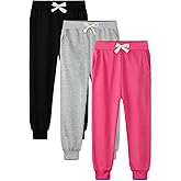 HXP 3 Pack Girls Sweatpants Girls Joggers Soft Cotton Athletic Sweatpants Pants for Kids with Pocket Drawstring