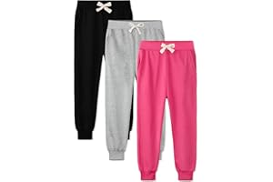 HXP 3 Pack Girls Sweatpants Girls Joggers Soft Cotton Athletic Sweatpants Pants for Kids with Pocket Drawstring