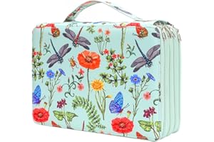 Vomgomfom Colored Pencil Case - 200 Slots Pencil Holder with Zipper Closure Twill Fabric Large Capacity Pencil Case for Watercolor Pens or Markers, Pencil Case Organizer for Artist (Green)