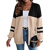 HELYO Women's Cardigan Sweater Casual Lightweight Fall Winter Open Front Soft Knit Cardigans Sweaters with Pockets 883