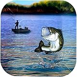 Havercamp Fishing Dessert Plate (7", Square, Paper Plates - 8 Pack) Gone Fishin' Party Collection
