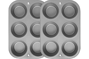 G & S Metal Products Company OvenStuff Set of Two Nonstick 6-cup Jumbo Muffin Pan, Gray, HG236-AZ