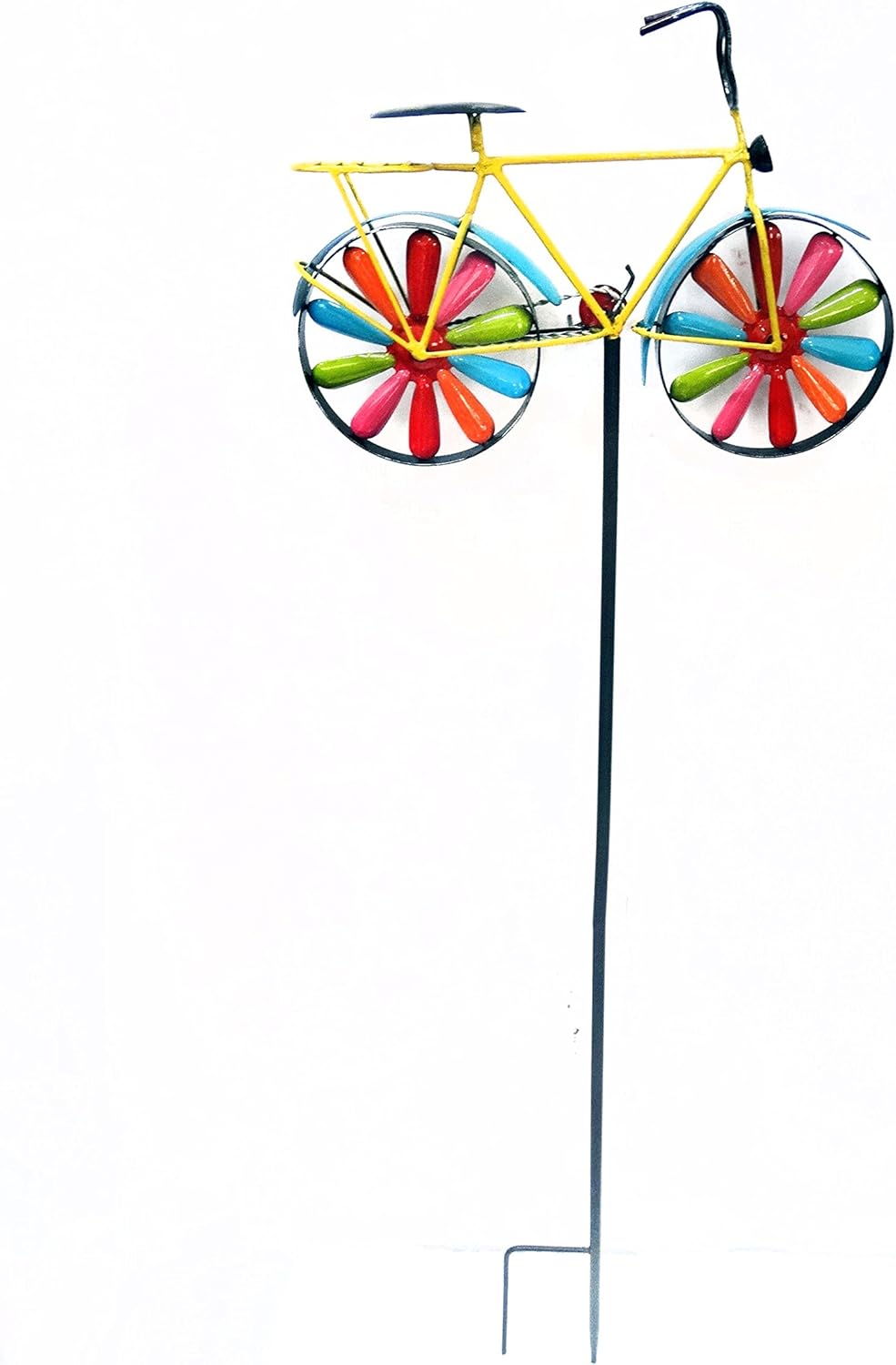 Alpine Corporation Metal Bicycle Windspinner Garden Stake-Display of 9 JUM134, Multi Color