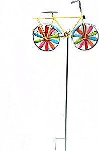 Alpine Corporation Metal Bicycle Windspinner Garden Stake-Display of 9 JUM134, Multi Color