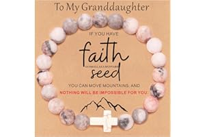 TOLOWOBK Graduation Gifts for Her Granddaughter Gifts from Grandma, Christian Gifts for kids, Girls Cross Bracelet, to My Granddaughter Beaded Bracelets Jewelry Birthday Baptism First Communion Gifts