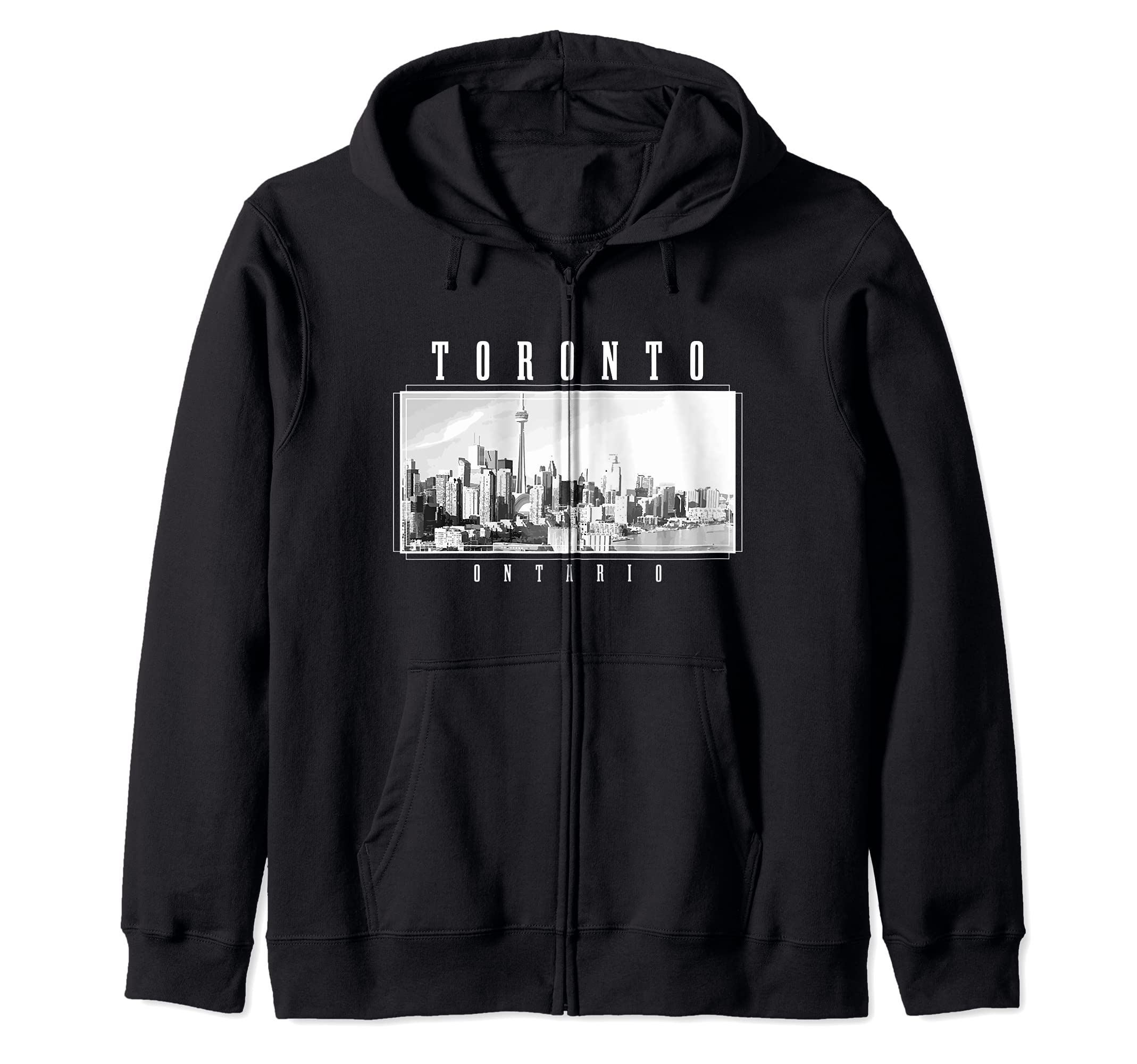 Toronto Ontario Canada Vintage Canadian Skyline Toronto Zip Hoodie โ image 1