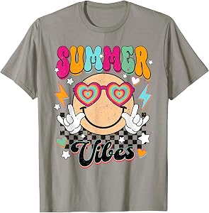 Retro Summer Vibes For Women Men Kids Summer Vacation T-Shirt